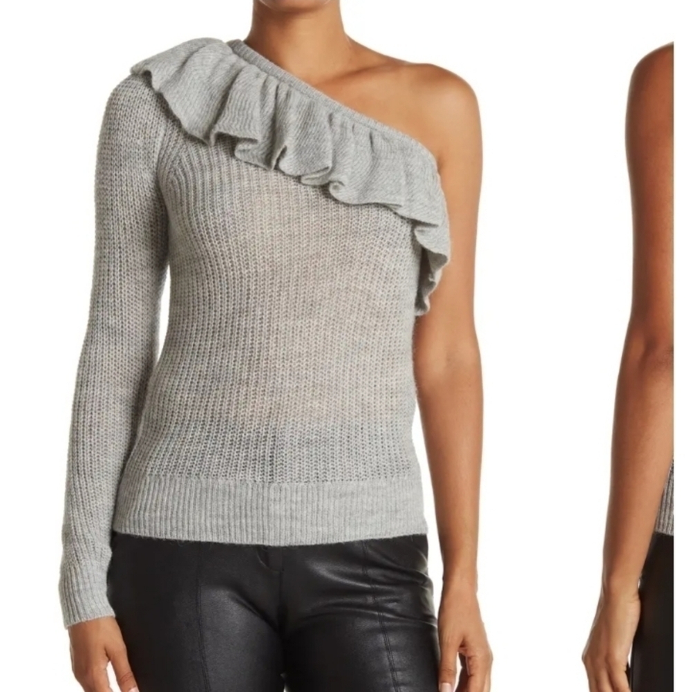 Rebecca Taylor One Shoulder Ruffle Sweater